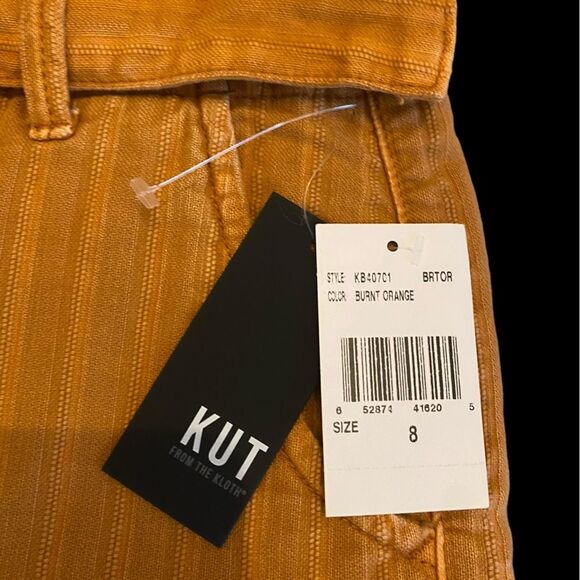 Kut from the Kloth Justine Belted Shorts high waist  NWT Size 8 - Burnt Orange - Picture 6 of 9
